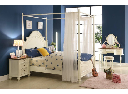 Himmelbett Bett 3tlg. Set Schlafzimmer Betten 3tlg Set Landhaus Möbel Nachttisch