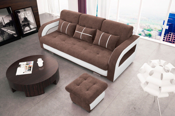 Schlafsofa Klappcouch 3-Sitzer Schlaffunktion + Bettkasten Couch Sofa Klappsofa