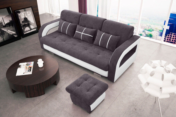 Schlafsofa Klappcouch 3-Sitzer Schlaffunktion + Bettkasten Couch Sofa Klappsofa