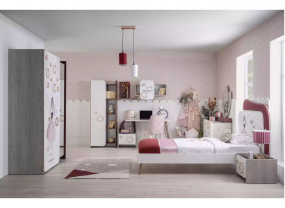 Luxus Kinderzimmer Set Bett Schrank Regal Kinder Möbel Holz Rosa 8tlg