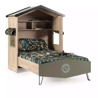 Kindermöbel Luxus Kinderzimmer Garnitur Bett Grün Bettrahmen 5tlg Holz