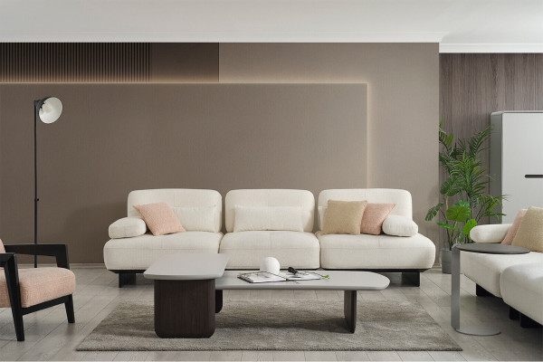 Weiße Polster Wohnzimmer Garnitur 2x Sofas Couchtische Beistelltisch