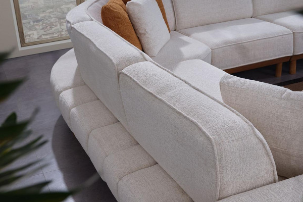 Weißes Wohnzimmer 6tlg Set Designer Polster Ecksofa 2x Hocker Couchtisch
