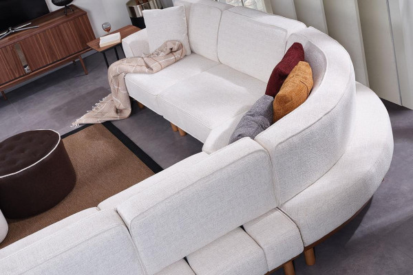 Weißes Polster Ecksofa Luxuriöse L-Form Eckcouch Wohnzimmer Textil Sofa