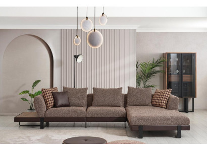 Braunes Textil Sofa Designer Ecksofa L-Form Wohnzimmer Couch Edle Möbel