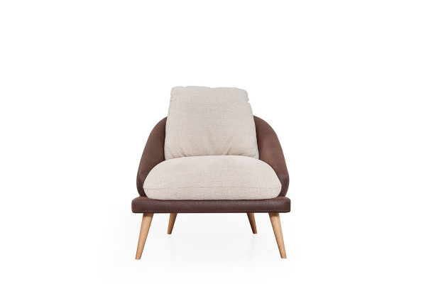 Braun-Weiße Sofagarnitur Wohnzimmer Dreisitzer Luxus Sessel 2tlg Set