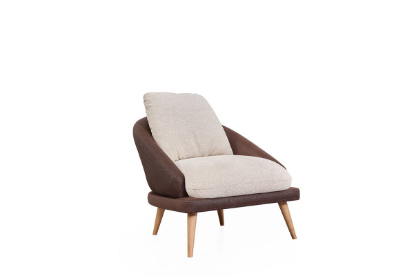 Braun-Weiße Sofagarnitur Wohnzimmer Dreisitzer Luxus Sessel 2tlg Set