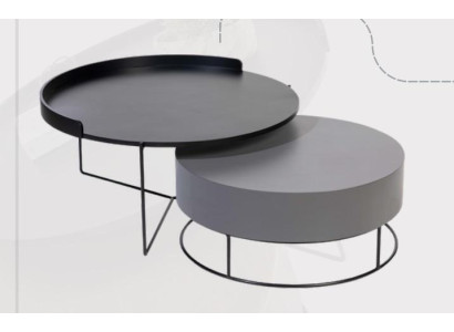 Runde Set 2x Couchtisch Grau Kaffeetisch Beistelltisch Wohnzimmer Tische