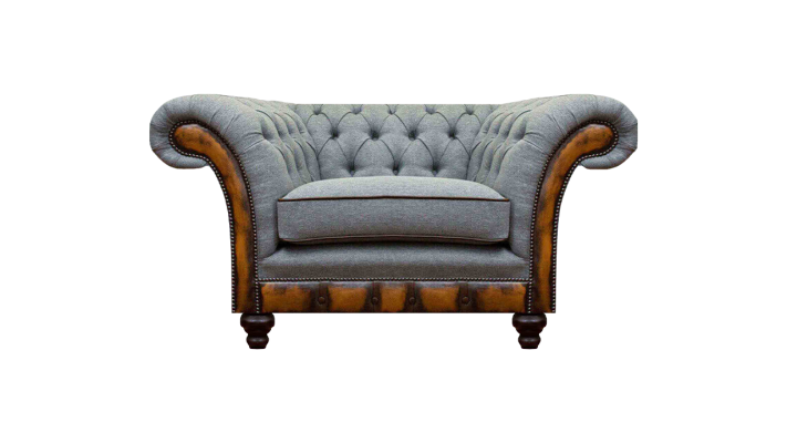 Grauer Einsitzer Chesterfield Lehnsessel Designer Cocktail 1-Sitzer