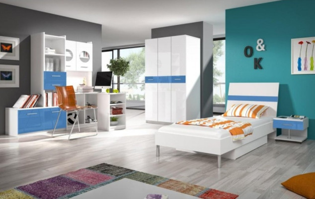 Kleiderschrank Schrank für Jugendzimmer Möbel Design Jugend Schlafzimmer blau
