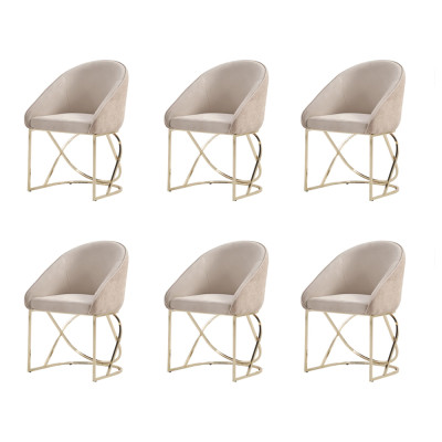 Luxus Esszimmerstuhl 6x Stühle Textildesign Metall zeitgenössische Stuhlmöbel
