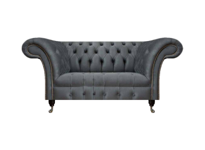 Wohnzimmer Grauer Chesterfield 2-Sitzer Designer Polstermöbel Zweisitzer