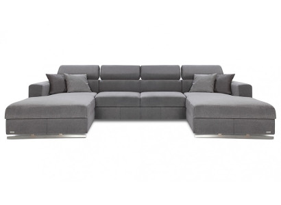 Wohnlandschaft Bettfunktion Stoff Ecksofa U-Form Couch Design Polster Textil Neu