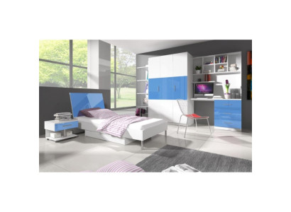 Bett + Nachttisch - Kinderzimmer Schlafzimmer Möbel Betten Blau 2tlg. Set Neu