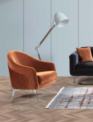 Design Sofa Sessel Couch Polster 1 Sitzer Textil Einsitzer Neu braune Farbe