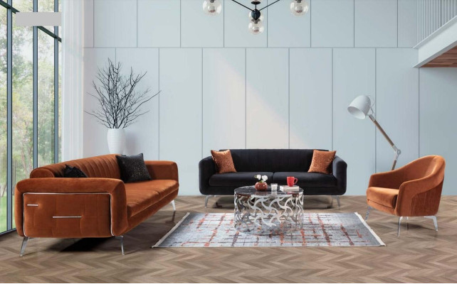 Design Sofa Sessel Couch Polster 1 Sitzer Textil Einsitzer Neu braune Farbe