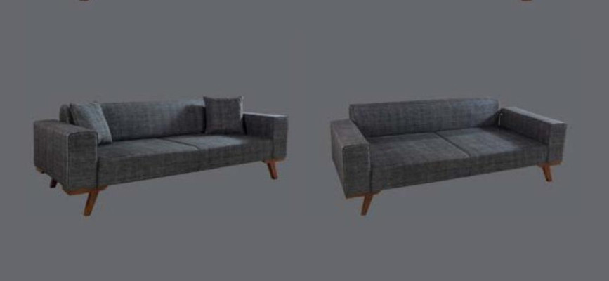 Schwarz Sofa 3 Sitzer Textil Couch Dreisitzer Polster Möbel