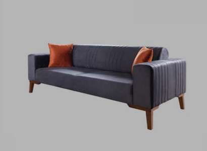 Grau Dreisitzer Couch Elegante Sofa Sitzmöbel Wohnzimmer Samt
