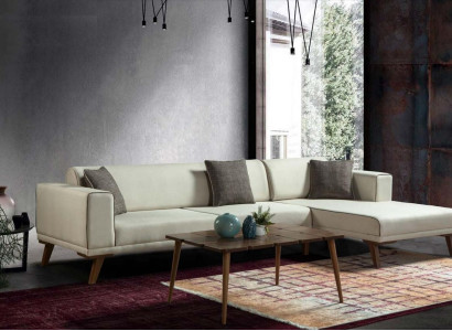 Ecksofa L-Form Sofas Couches Ecke Couch Polstermöbel Textil Weiß