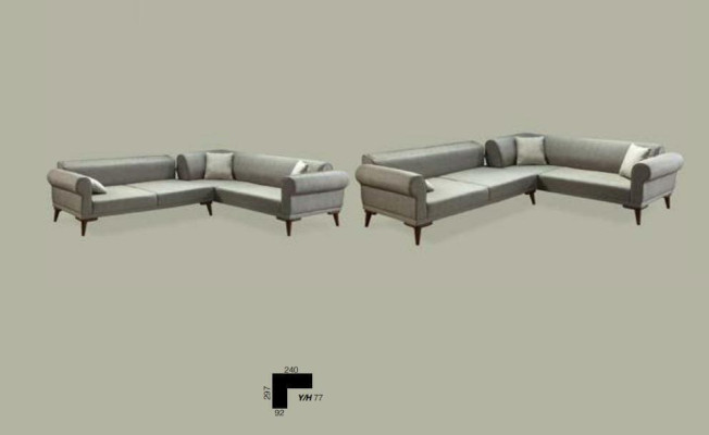 Ecksofa L-Form Couch Polsterung Luxus Wohnzimmer Soft Style Sofa Grau