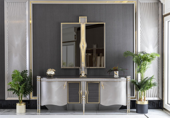 Spiegel Gold Wohnzimmer Stil Modern Möbel Wandspiegel Design Elegantes Neu