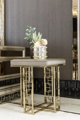 Beistelltisch Grau Modern Holz Design Wohnzimmer Möbel Luxus Elegantes Tisch 