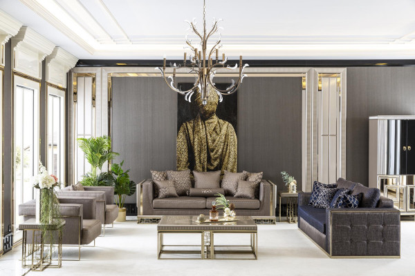 Beistelltisch Grau Modern Holz Design Wohnzimmer Möbel Luxus Elegantes Tisch 