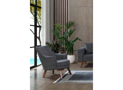 Design Wohnzimmer Sessel Einsitzer Moderner Grauer Polster Möbel