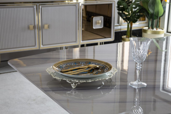 Esstisch Weiß Tisch Luxus Esszimmer Stil Elegantes Schön Metall Modern