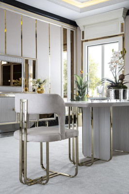 Esstisch Weiß Tisch Luxus Esszimmer Stil Elegantes Schön Metall Modern