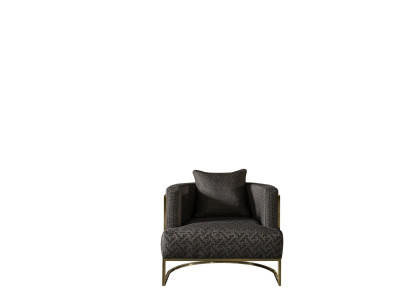 Sessel Schwarz Luxus Polster Stoff 1Sitzer Polster Modern Möbel Wohnzimmer
