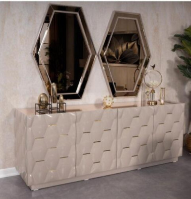 Kommode Schubladen Holz Sideboard Spiegel 3tlg Massiv Kommoden Wohnzimmer Neu