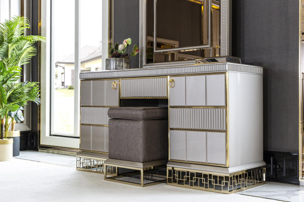 Hocker Grau Elegantes Holz Möbel Modern Design Luxus Schön Schlafzimmer