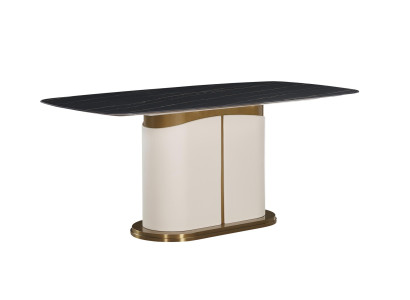 Designer Esstisch Luxus Esszimmer Tische Polster Holz Leder Tisch Ovale Möbel