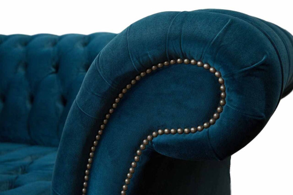 Blaue Chesterfield Sofagarnitur Couch Polster Set Sitzgarnitur 3+1+1