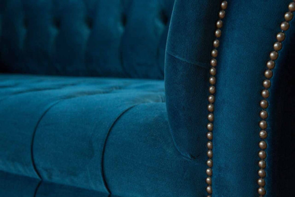 Blaue Chesterfield Sofagarnitur Couch Polster Set Sitzgarnitur 3+1+1