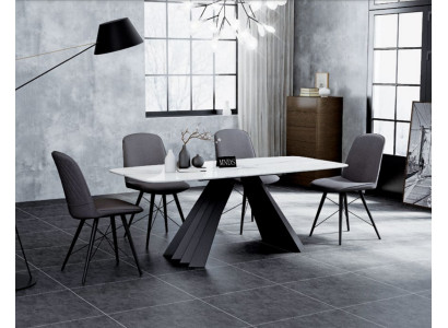Design Esszimmer Gruppe Tisch + 4 Stühle Sitz Polster Garnitur Tische Lehn Stuhl