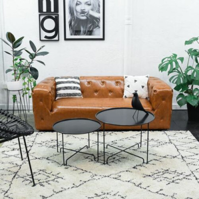 American Style Chesterfield Sofa Couch Leder Polster Dreisitzer Braun