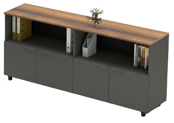 Arbeitszimmer Set Tisch Sideboard Couchtisch Stauraum Holz Grau Braun