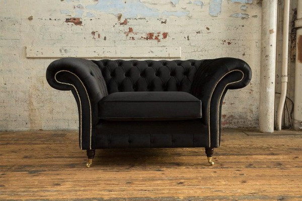 Chesterfield Sessel Fernseh Couch 1 Sitzer Sofa Textil Stoff Couchen Polster #5