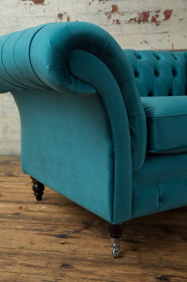 Chesterfield Sessel Fernseh Couch 1 Sitzer Sofa Textil Stoff Couchen Polster 136