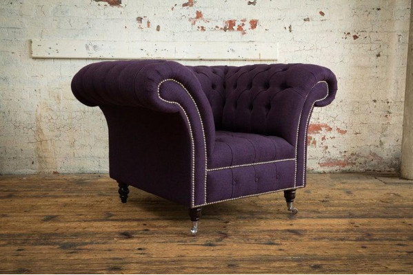 Lila Chesterfield Couch Sofa Polster 1 Sitzer Couchen Sitz Garnitur Sofas Neu