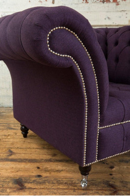 Lila Chesterfield Couch Sofa Polster 1 Sitzer Couchen Sitz Garnitur Sofas Neu