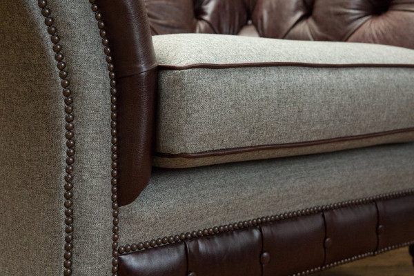 Sessel 1 Sitzer Relax Polster Fernseh Chesterfield Textil Sofa Couchen Braun Neu