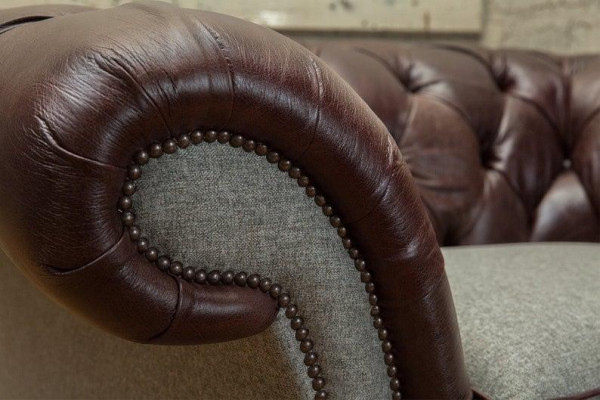 Sessel 1 Sitzer Relax Polster Fernseh Chesterfield Textil Sofa Couchen Braun Neu