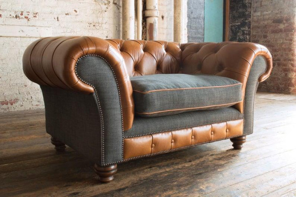 New Luxuriöse Polster Luxus Class Klassische Chesterfield-Sessel 1 Sitzer Weiche