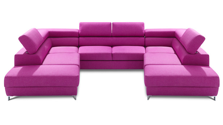 Wohnlandschaft Bettfunktion Stoff Ecksofa U-Form Sofa Couch Design Textil Sofas