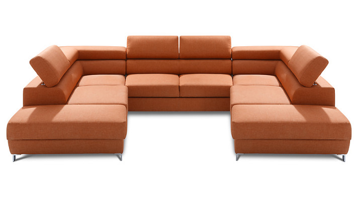 Wohnlandschaft Bettfunktion Stoff Ecksofa U-Form Sofa Couch Design Textil Sofas
