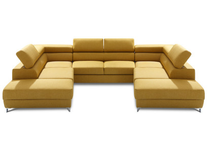 Wohnlandschaft Bettfunktion Stoff Ecksofa U-Form Sofa Couch Design Textil Sofas