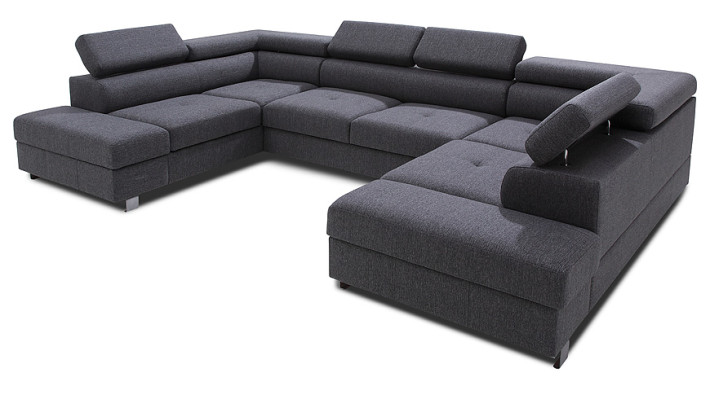 Wohnlandschaft Bettfunktion Bettkasten Stoff Ecksofa U-Form Design Polster